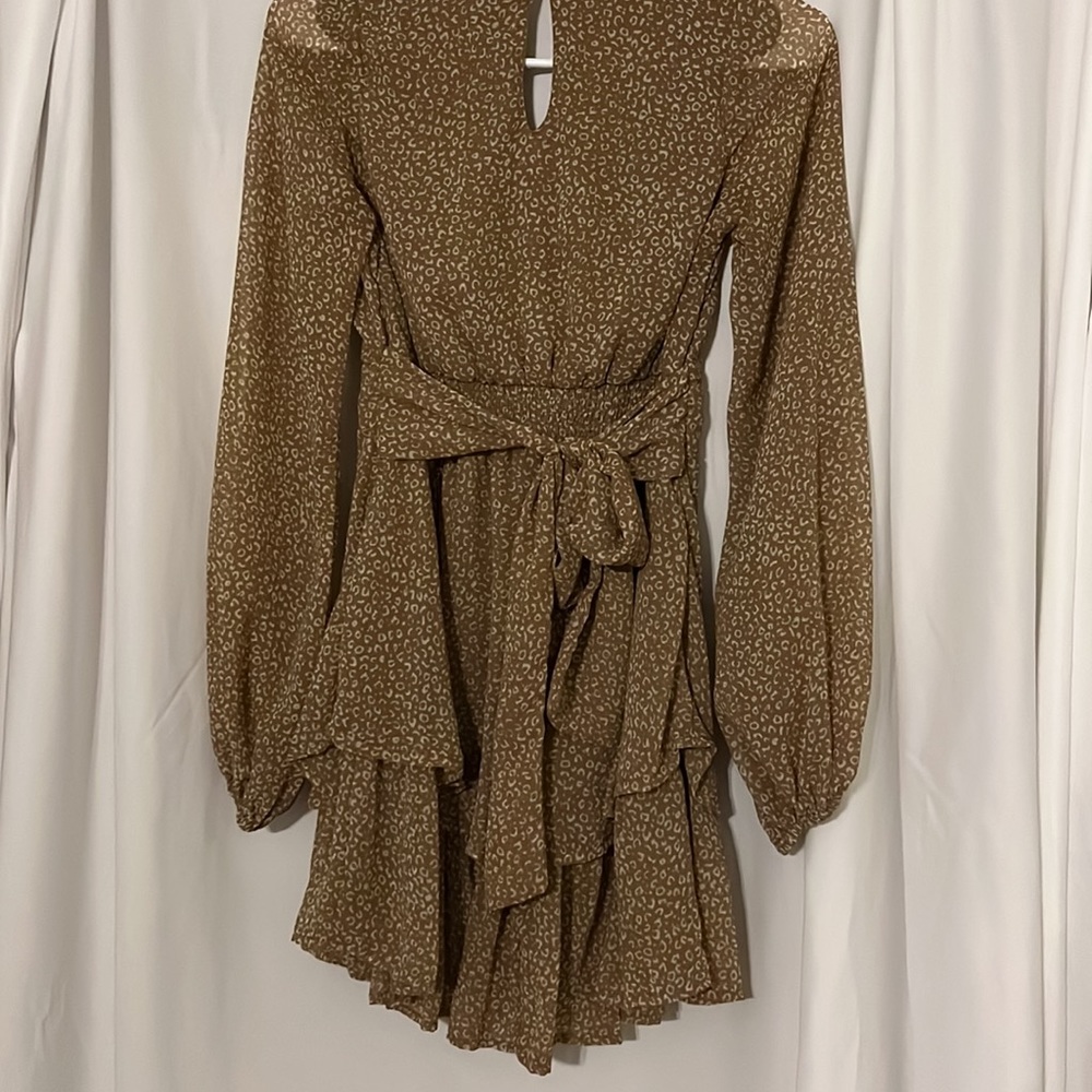 Brown Mini Dress with Sleeves - Picture 3 of 3